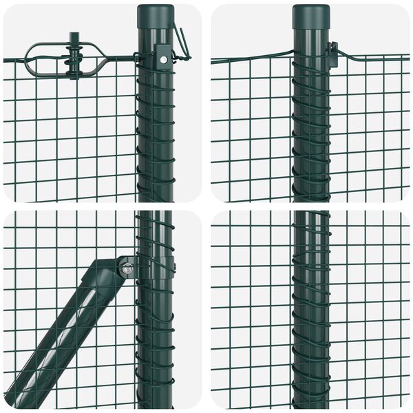 vidaXL Συρματόπλεγμα με 13 Στυλώματα Πράσινο 1x100 μ Μέταλλο