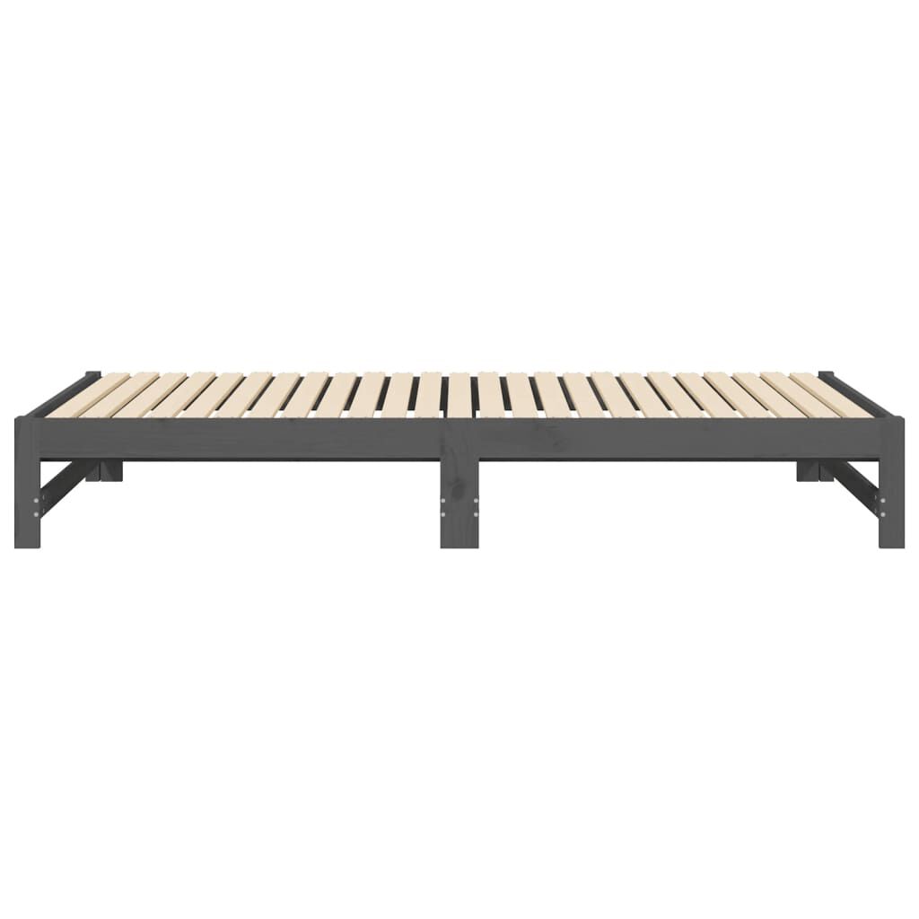 vidaXL Καναπές Κρεβάτι Συρόμενος Γκρι 2x(90x200) εκ. Μασίφ Ξύλο Πεύκου