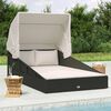 vidaXL Ξαπλώστρα με Πτυσσόμενη Οροφή Μαύρη 200x114x128 εκ. Συνθ. Ρατάν