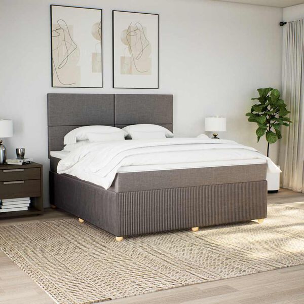 vidaXL &Kappa;&rho;&epsilon;&beta;ά&tau;&iota; Boxspring &mu;&epsilon; &Sigma;&tau;&rho;ώ&mu;&alpha; Taupe 180x200 &epsilon;&kappa;. &Upsilon;&phi;&alpha;&sigma;&mu;ά&tau;&iota;&nu;&omicron;