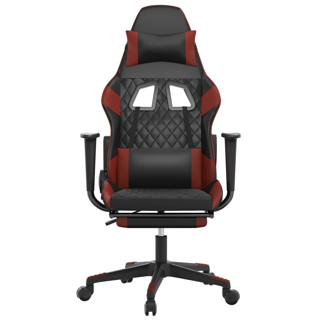 vidaXL Καρέκλα Gaming Μασάζ Υποπόδιο Μαύρο/Μπορντό από Συνθετικό Δέρμα