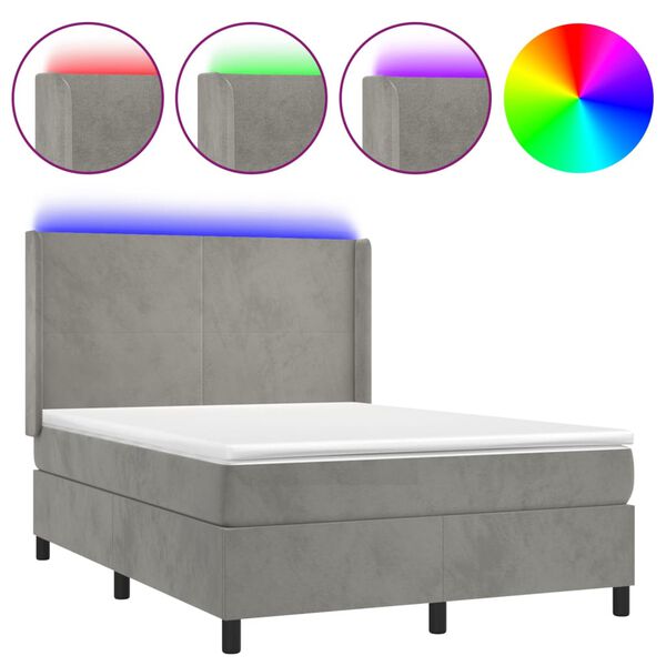 vidaXL &Kappa;&rho;&epsilon;&beta;ά&tau;&iota; Boxspring &mu;&epsilon; &Sigma;&tau;&rho;ώ&mu;&alpha; & LED &Alpha;&nu;.&Gamma;&kappa;&rho;&iota; 140x200 &epsilon;&kappa;. &Beta;&epsilon;&lambda;&omicron;ύ&delta;&iota;&nu;&omicron;