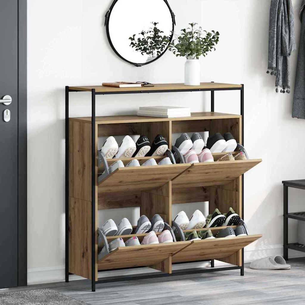 vidaXL Ντουλάπα Παπουτσιών με πόρτα artisan δρυς 100 x 34 x 112 εκ