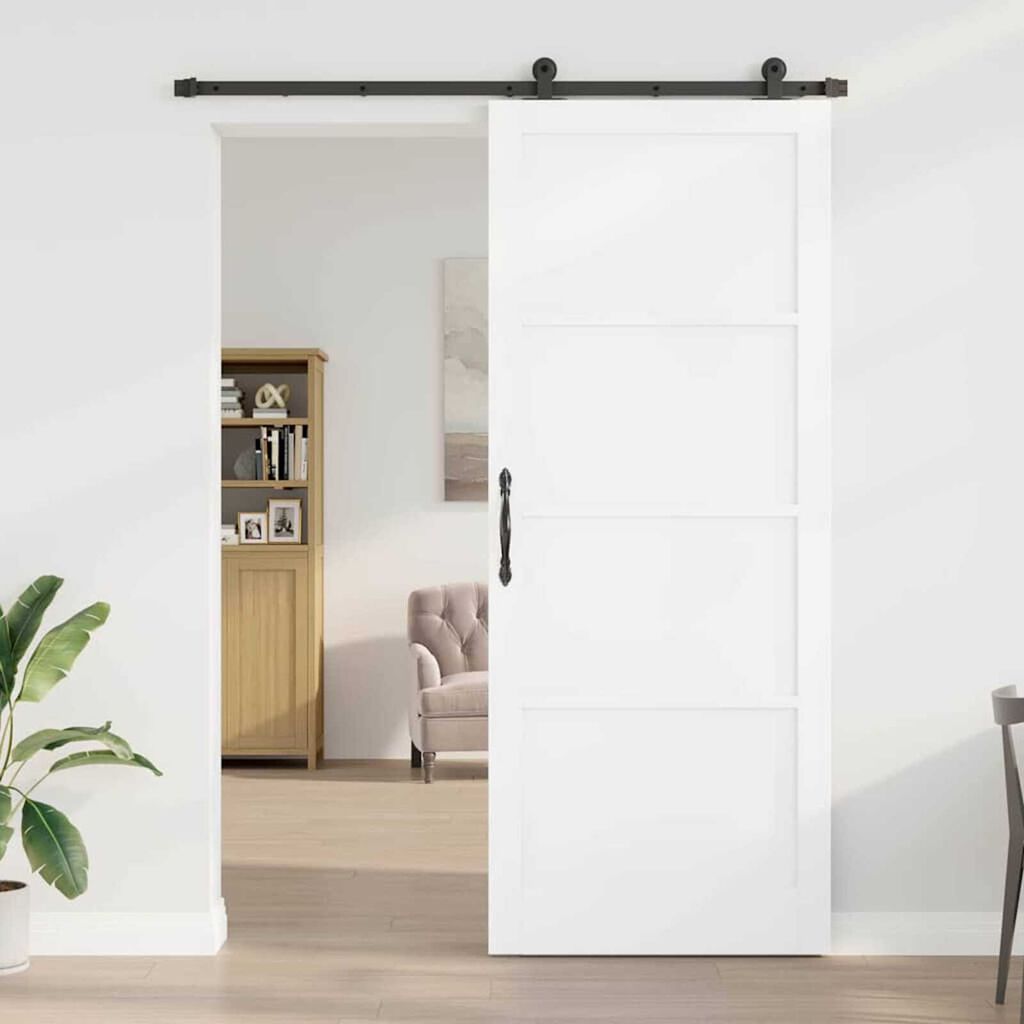 vidaXL Σετ Συρόμενης Πόρτας Λευκό και μαύρο 93 x 232 εκ.