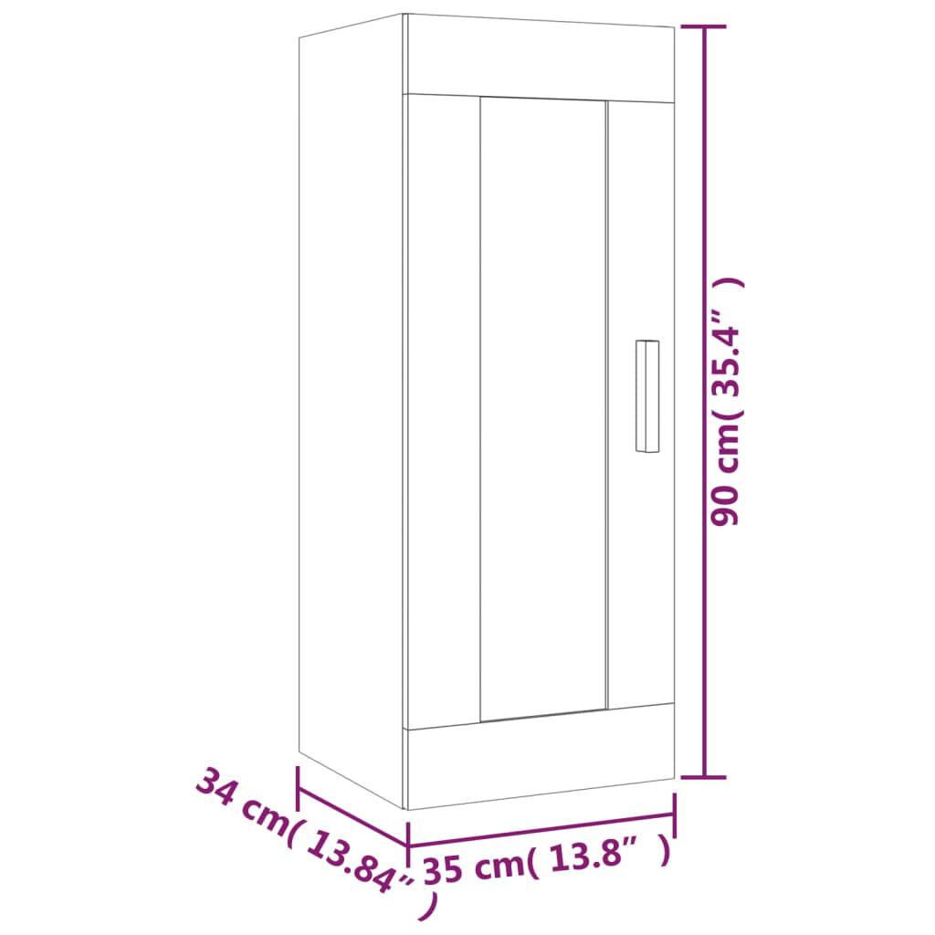 vidaXL Ντουλάπι Τοίχου Καφέ Δρυς 35x34x90 εκ. Επεξεργασμένο Ξύλο