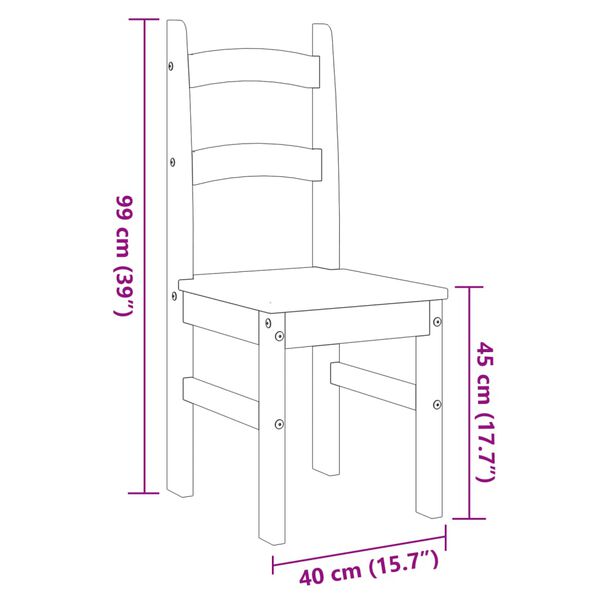 vidaXL Καρέκλες Τραπεζαρίας 2 τεμ. Γκρι 40x46x99 εκ. Μασίφ Ξύλο Πεύκου