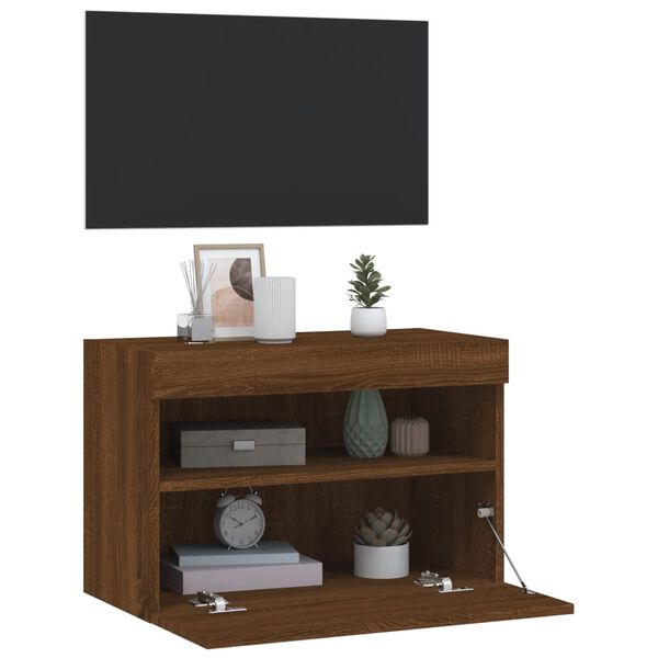 vidaXL Έπιπλο Τοίχου Τηλεόρασης με LED Καφέ Δρυς 60x30x40 εκ.