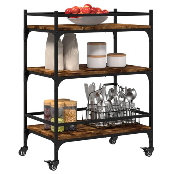 vidaXL Τρόλεϊ Κουζίνας Καπνιστή Δρυς 65x40x86,5 εκ. Επεξεργασμένο Ξύλο