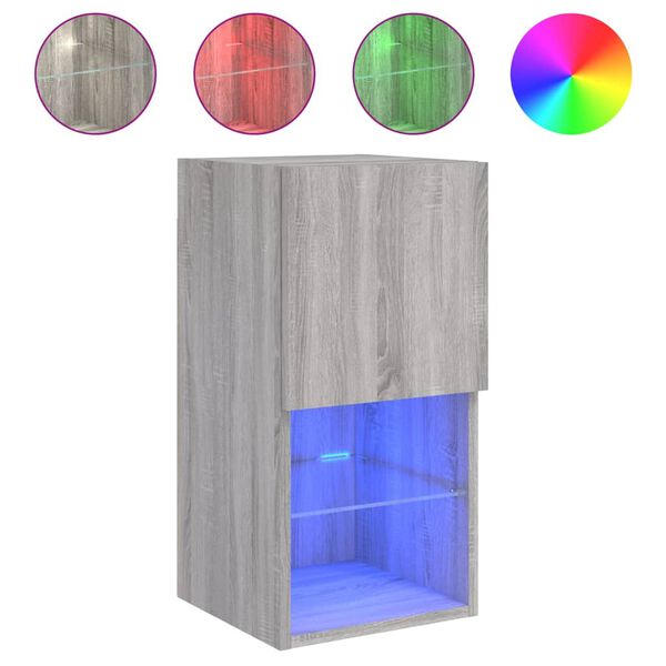 vidaXL Έπιπλα Τηλεόρασης με LED 2 τεμ. Γκρι Sonoma 30,5x30x60 εκ.