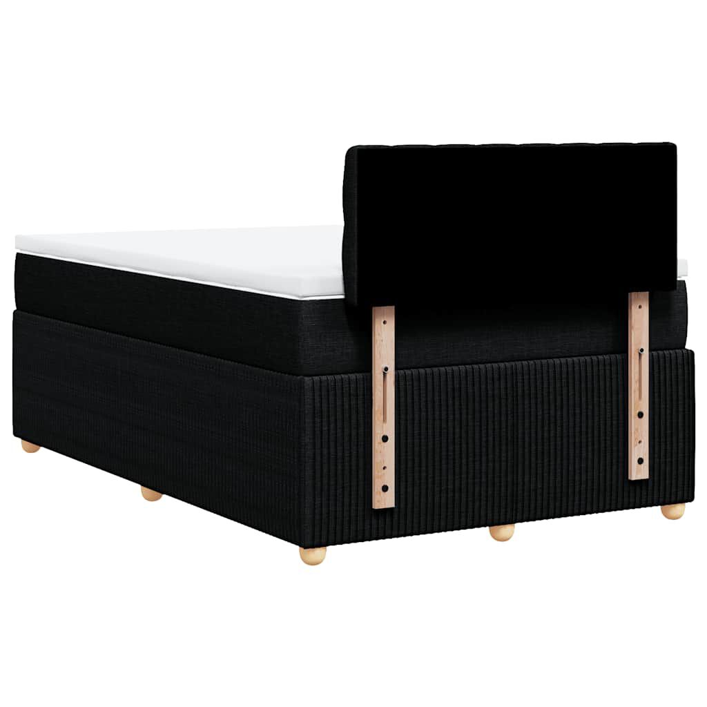 vidaXL Κρεβάτι Boxspring με Στρώμα Μαύρο 120x190 εκ. Υφασμάτινο