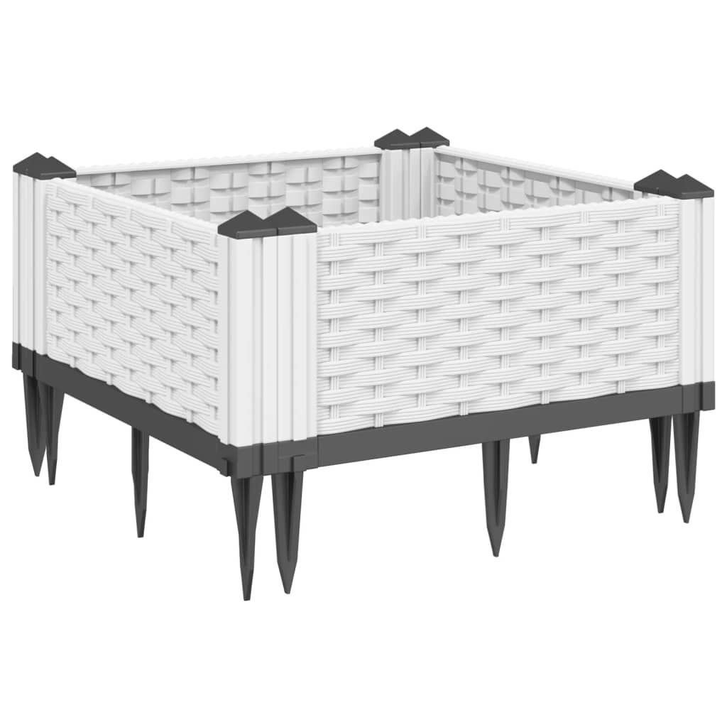 vidaXL Ζαρντινιέρα με Πασσάλους Λευκή 42,5x42,5x28,5 εκ Πολυπροπυλένιο