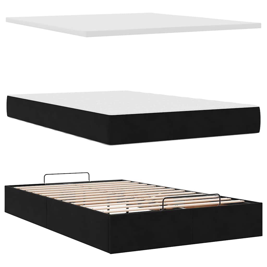 vidaXL Οθωμανικό κρεβάτι με στρώμα Μαύρο 120x200cm Velvet