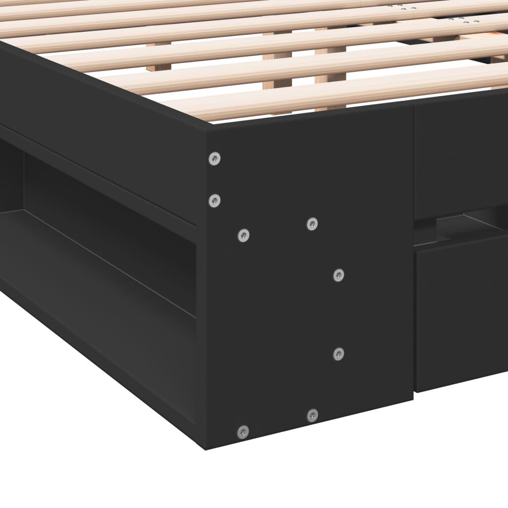 vidaXL Πλαίσιο Κρεβατιού με Συρτάρια Μαύρο 140x200 εκ Επεξεργ. Ξύλο