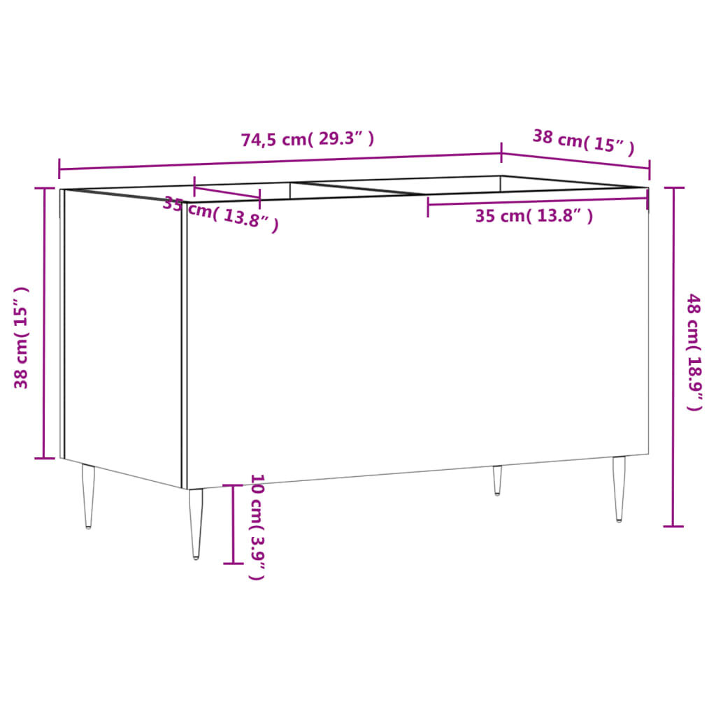 vidaXL Δισκοθήκη Καφέ Δρυς 74,5 x 38 x 48 εκ. από Επεξεργασμένο Ξύλο
