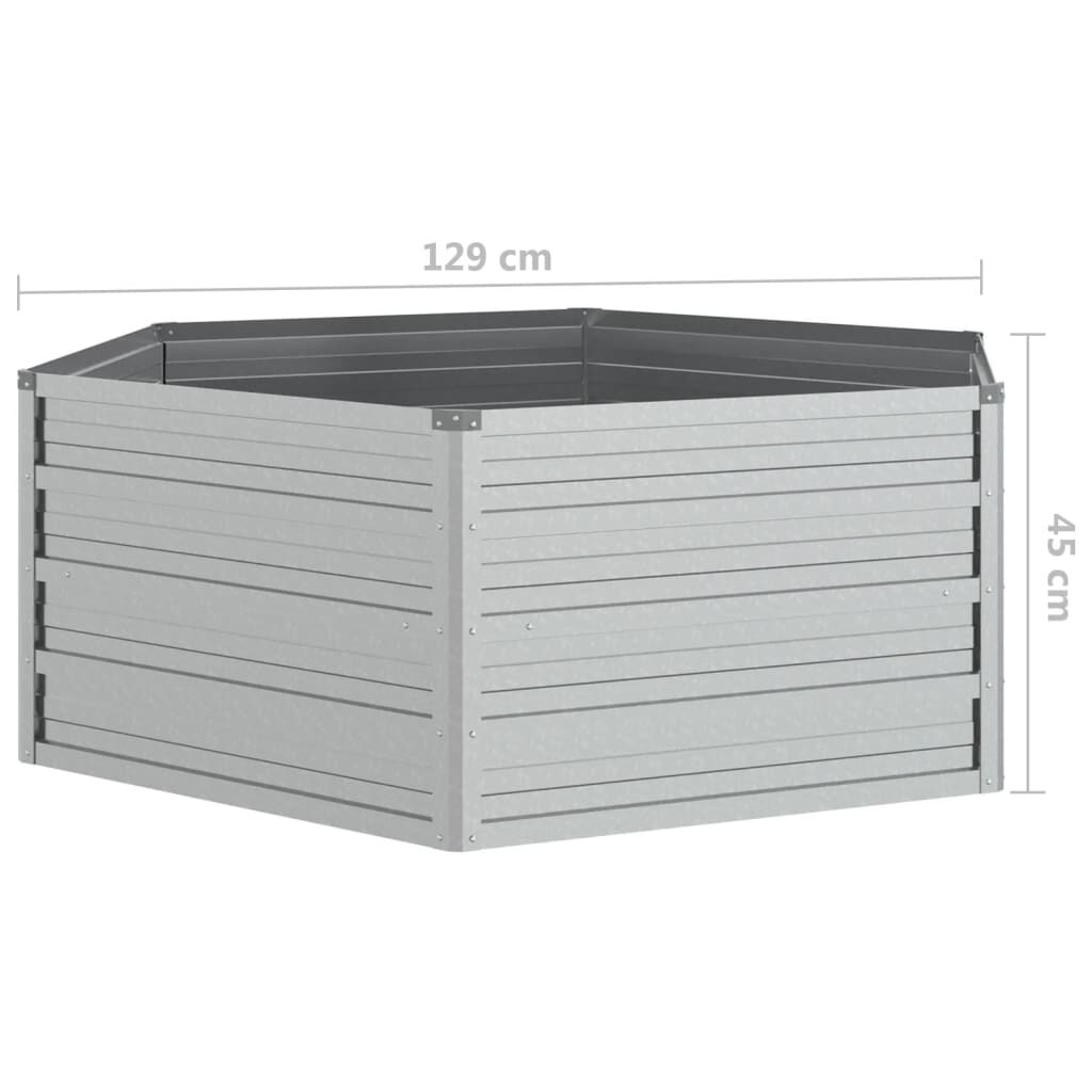 vidaXL Ζαρντινιέρα Υπερυψωμένη Ασημί 129 x 45 εκ. Γαλβανισμ. Χάλυβας