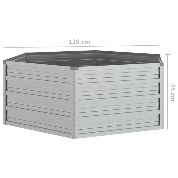 vidaXL Ζαρντινιέρα Υπερυψωμένη Ασημί 129 x 45 εκ. Γαλβανισμ. Χάλυβας