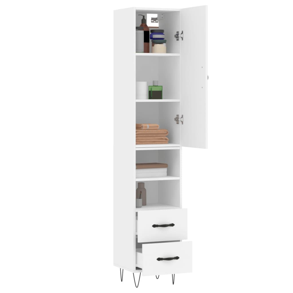 vidaXL Ντουλάπι Λευκό 34,5 x 34 x 180 εκ. από Επεξεργασμένο Ξύλο
