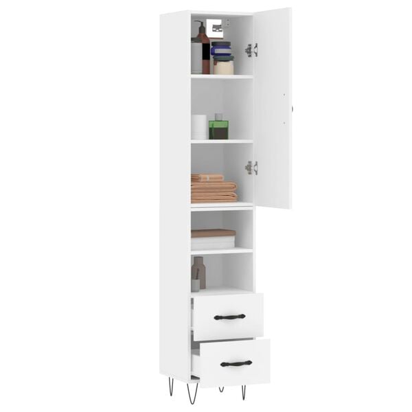 vidaXL Ντουλάπι Λευκό 34,5 x 34 x 180 εκ. από Επεξεργασμένο Ξύλο