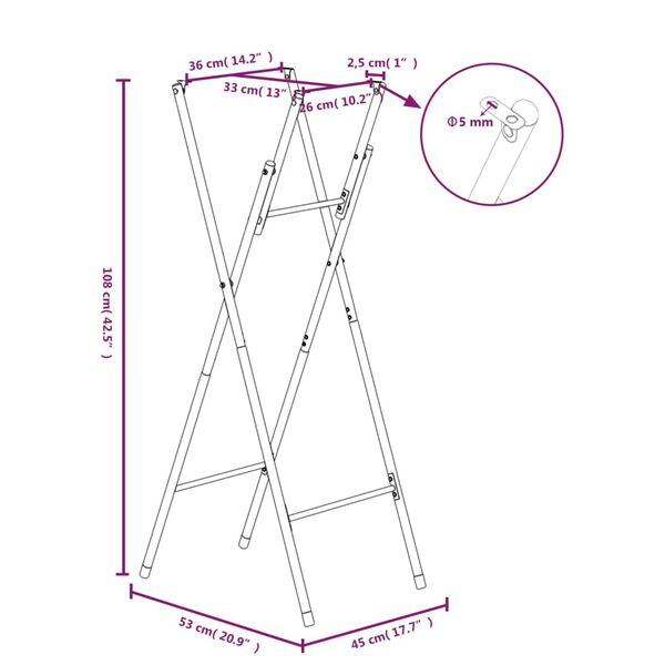 vidaXL Πόδια Τραπεζιού Μπαρ Πτυσσόμενα Ασημί 45x53x108εκ Γαλβ. Χάλυβας