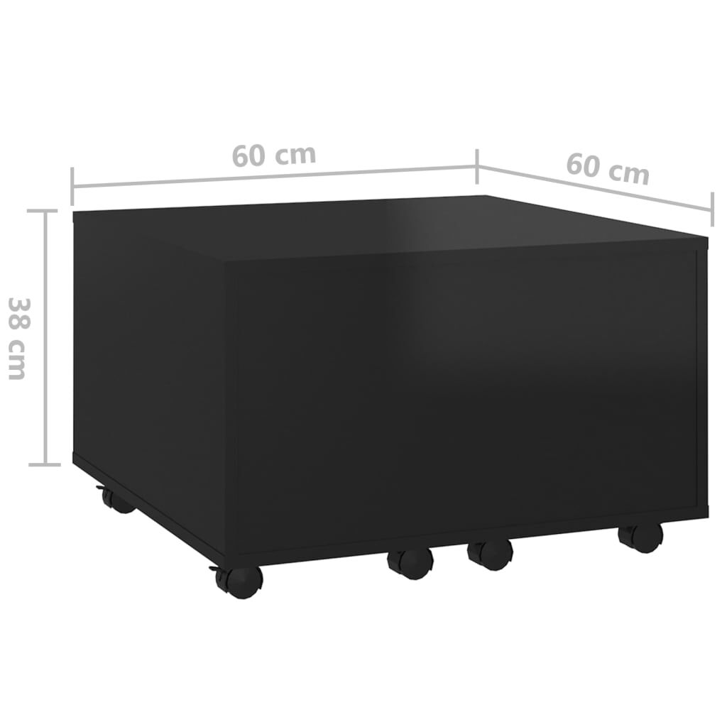 vidaXL Τραπεζάκι Σαλονιού Γυαλιστερό Μαύρο 60x60x38 εκ. Επεξ. Ξύλο