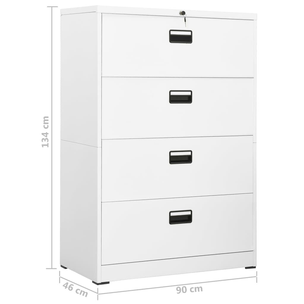 vidaXL Αρχειοθήκη Λευκή 90 x 46 x 134 εκ. από Ατσάλι