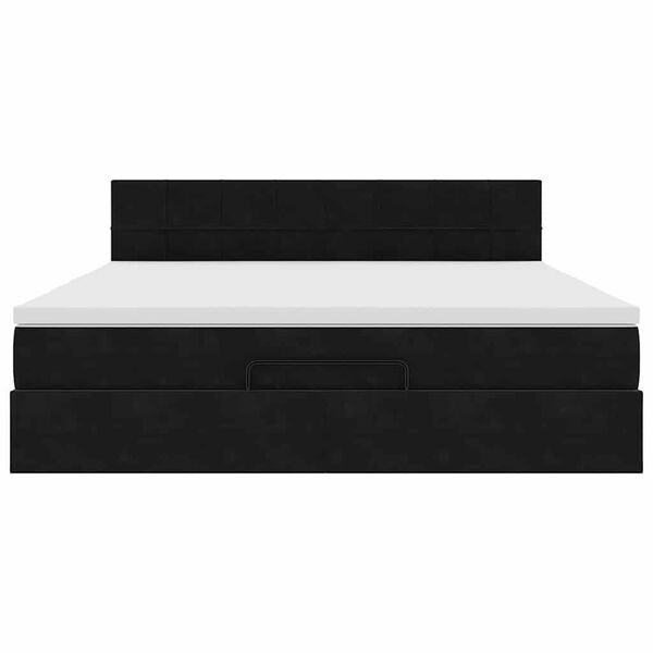 vidaXL Οθωμανικό κρεβάτι με στρώμα & LEDs Μαύρο 160x200cm Velvet