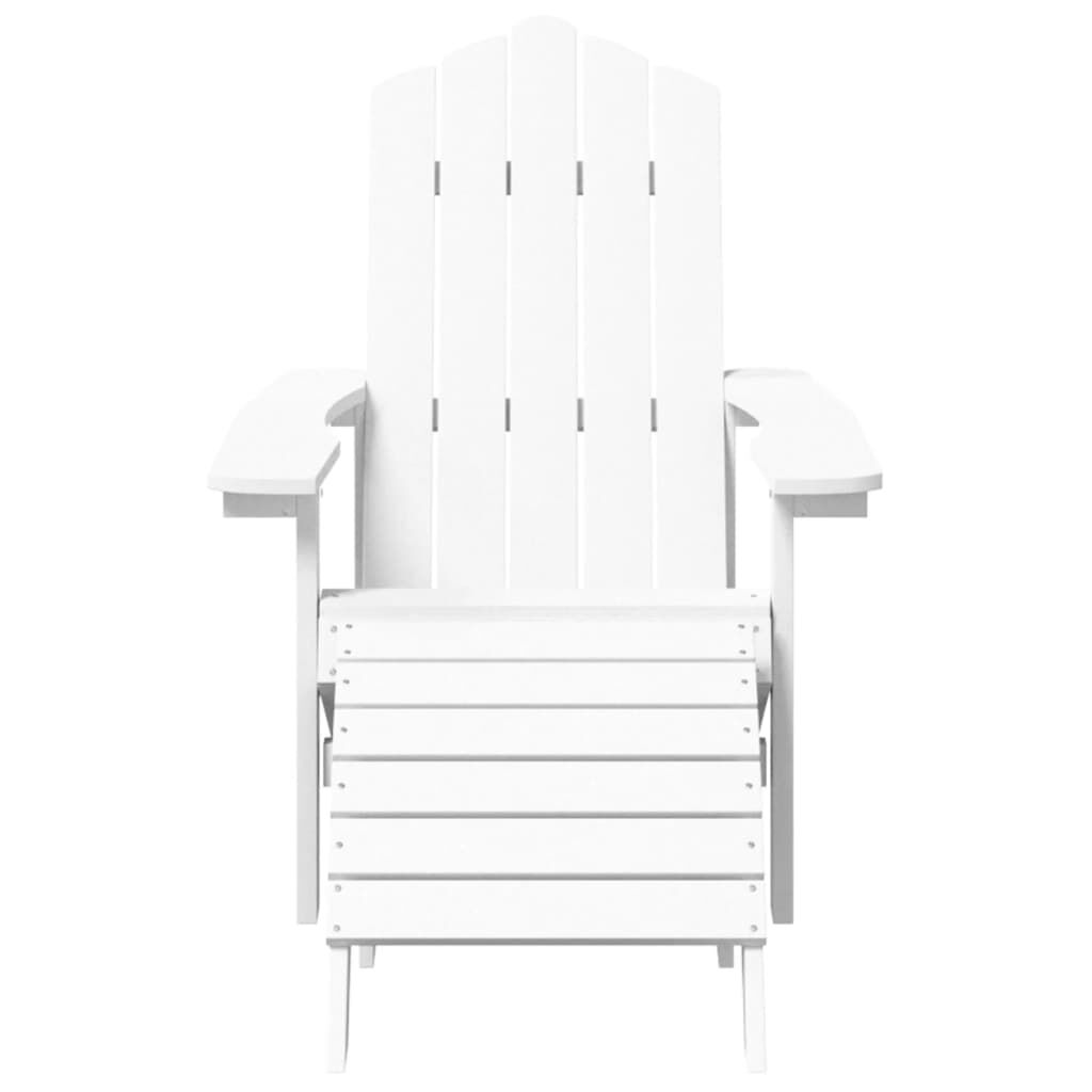 vidaXL Καρέκλες Κήπου Adirondack με Υποπόδιο&Τραπεζάκι Λευκές από HDPE