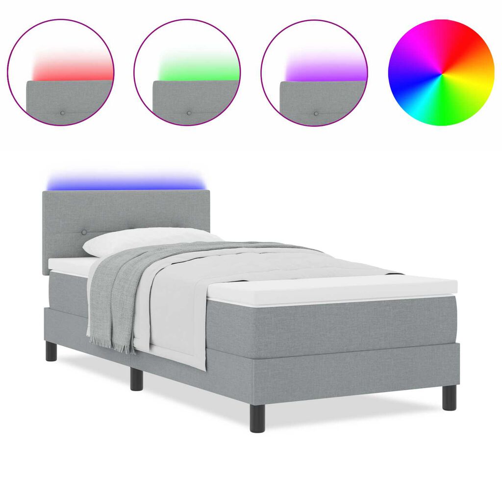 vidaXL Κρεβάτι με Σκελετό και Στρώμα & LED Ανοιχτό Γκρι 80x200 εκ. Ύφασμα