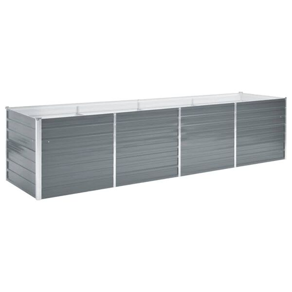 vidaXL Ζαρντινιέρα Υπερυψωμένη Γκρι 320x80x77 εκ. Γαλβανισμ. Χάλυβας