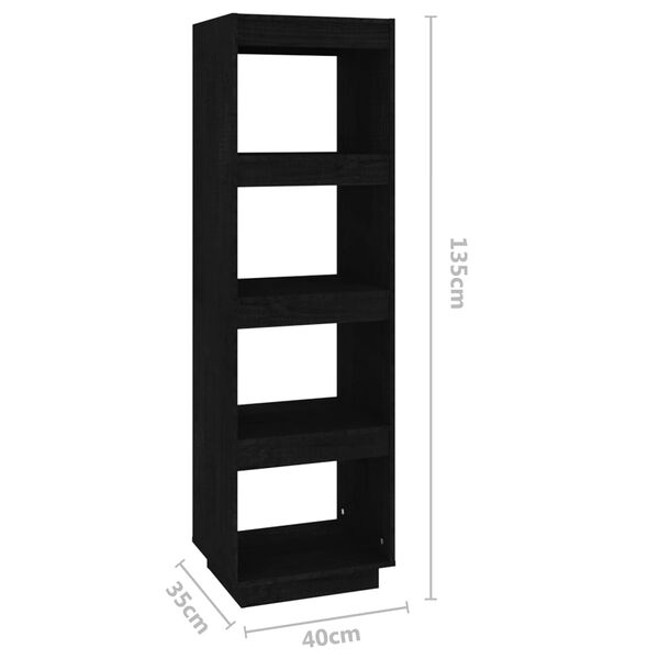 vidaXL Βιβλιοθήκη/Διαχωριστικό Χώρου Μαύρο 40x35x135 εκ. Μασίφ Πεύκο