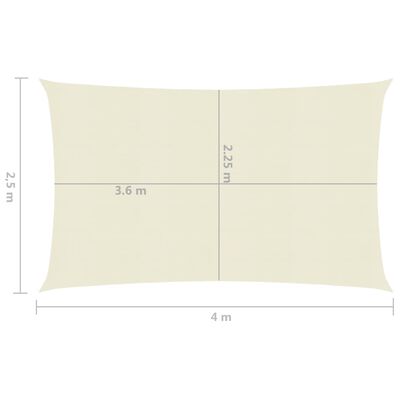 vidaXL Πανί Σκίασης Κρεμ 2,5 x 4 μ. από HDPE 160 γρ./μ²