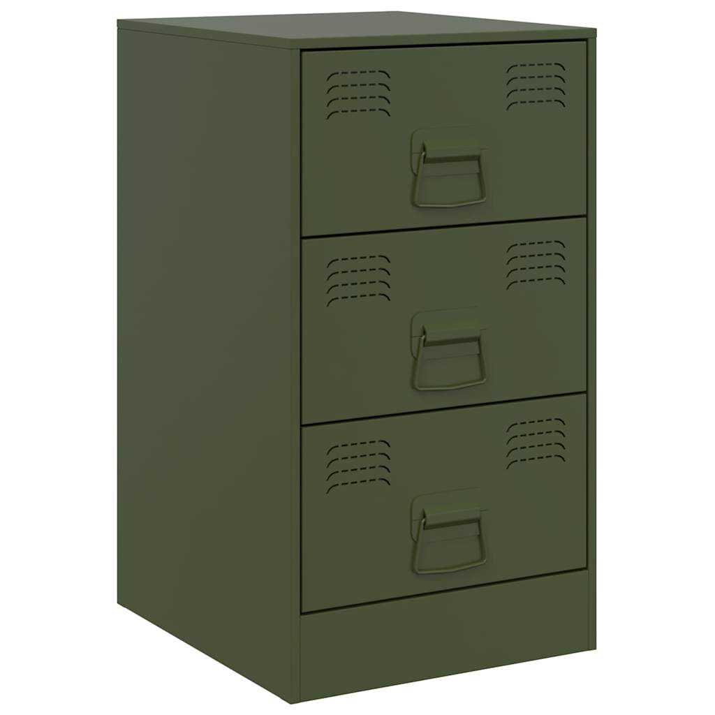 vidaXL Κομοδίνο Πράσινο Λαδί 34,5x39x62 εκ. από Χάλυβα