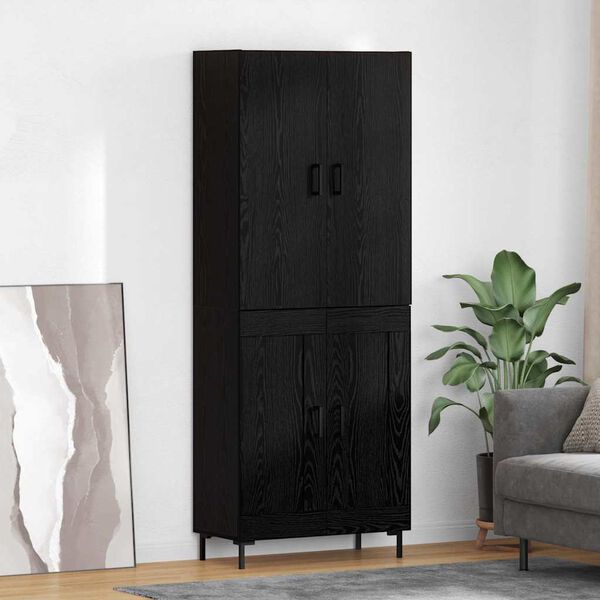 vidaXL Highboard &Mu;&alpha;ύ&rho;&eta; &Omicron;&xi;&upsilon;ά 69,5 x 34 x 180 &epsilon;&kappa;. &Epsilon;&pi;&epsilon;&xi;&epsilon;&rho;&gamma;&alpha;&sigma;&mu;έ&nu;&omicron; &xi;ύ&lambda;&omicron;