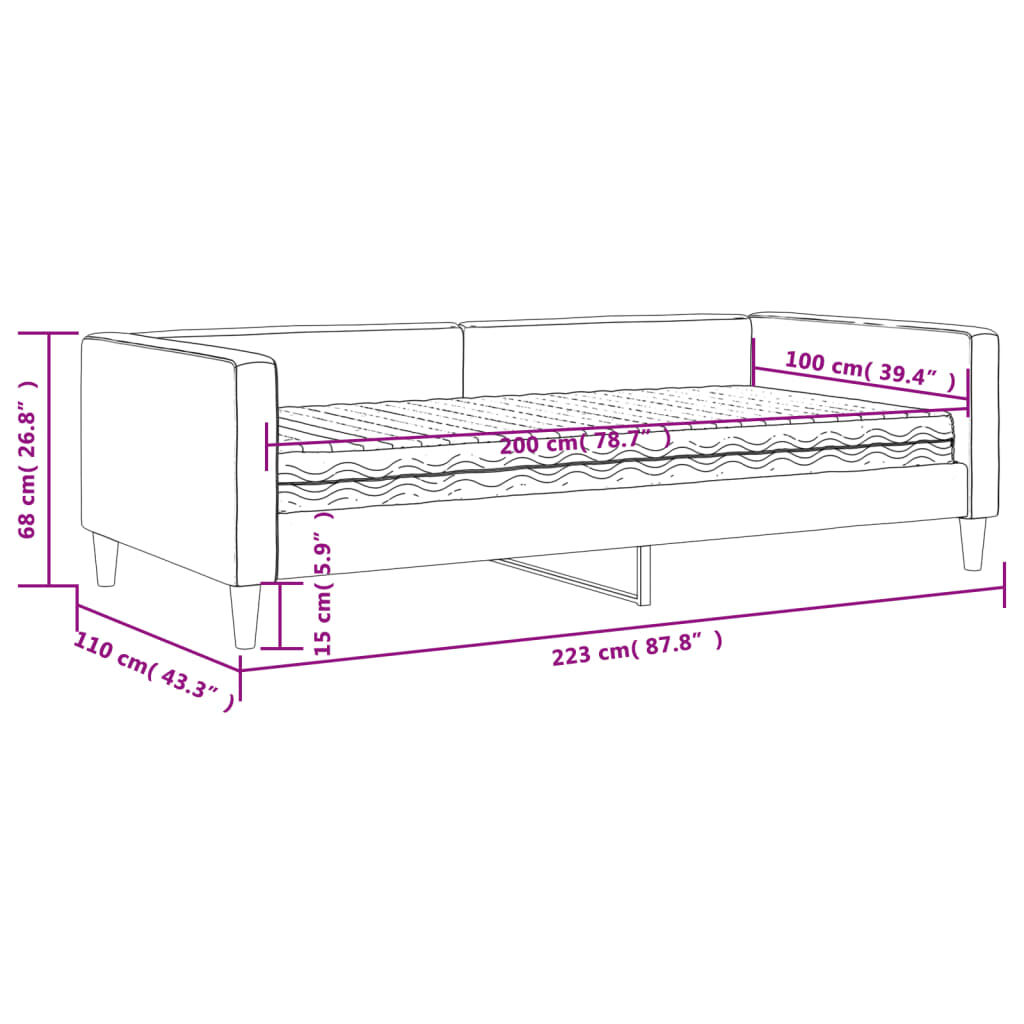 vidaXL Καναπές Κρεβάτι με Στρώμα Taupe 100 x 200 εκ. Υφασμάτινο