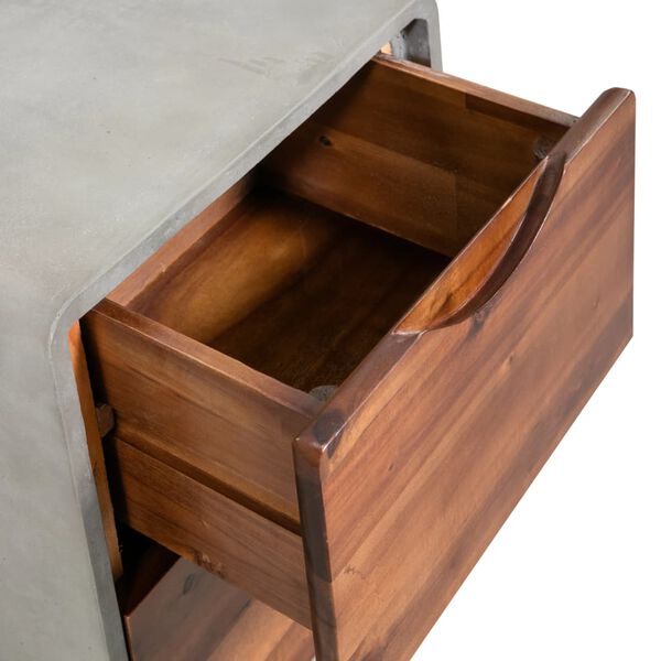vidaXL Κομοδίνο 40 x 30 x 50 εκ. από Σκυρόδεμα και Μασίφ Ξύλο Ακακίας