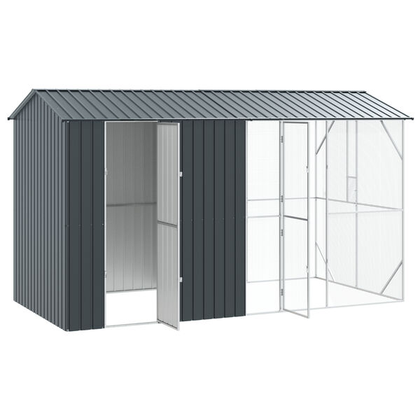 vidaXL Κλουβί Πουλιών με Προέκταση Ανθρακί 210x442x247 εκ. Χάλυβας