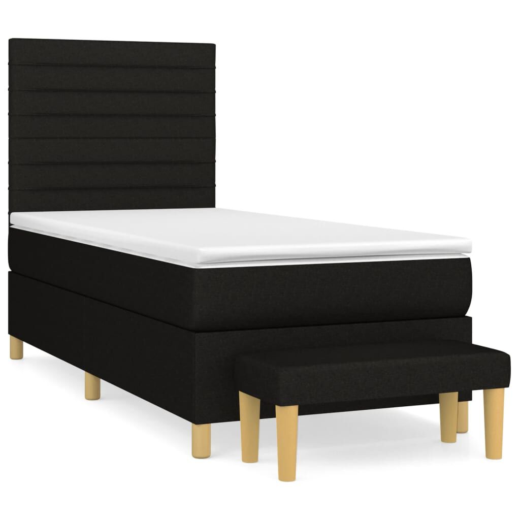vidaXL Κρεβάτι Boxspring με Στρώμα Μαύρο 80 x 200 εκ. Υφασμάτινο