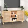 vidaXL Συρταριέρα Καφέ 105x30x60 εκ. Μασίφ Πεύκο & Φυσικό Ρατάν