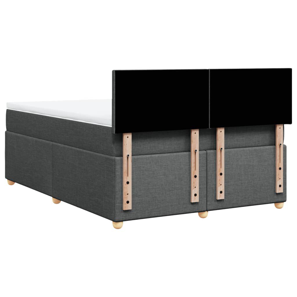 vidaXL Κρεβάτι Boxspring με Στρώμα Σκούρο Γκρι 160x200 εκ Υφασμάτινο