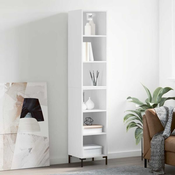 vidaXL Ραφιέρα Γυαλιστερό Λευκό 34,5x32,5x180 εκ. Επεξεργασμένο Ξύλο