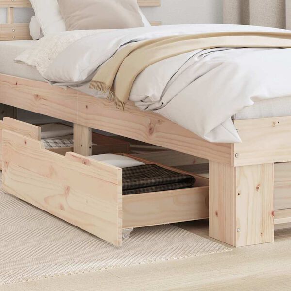vidaXL Σκελετός Κρεβατιού Καφέ 100 x 200 cm Μασίφ ξύλο πεύκου
