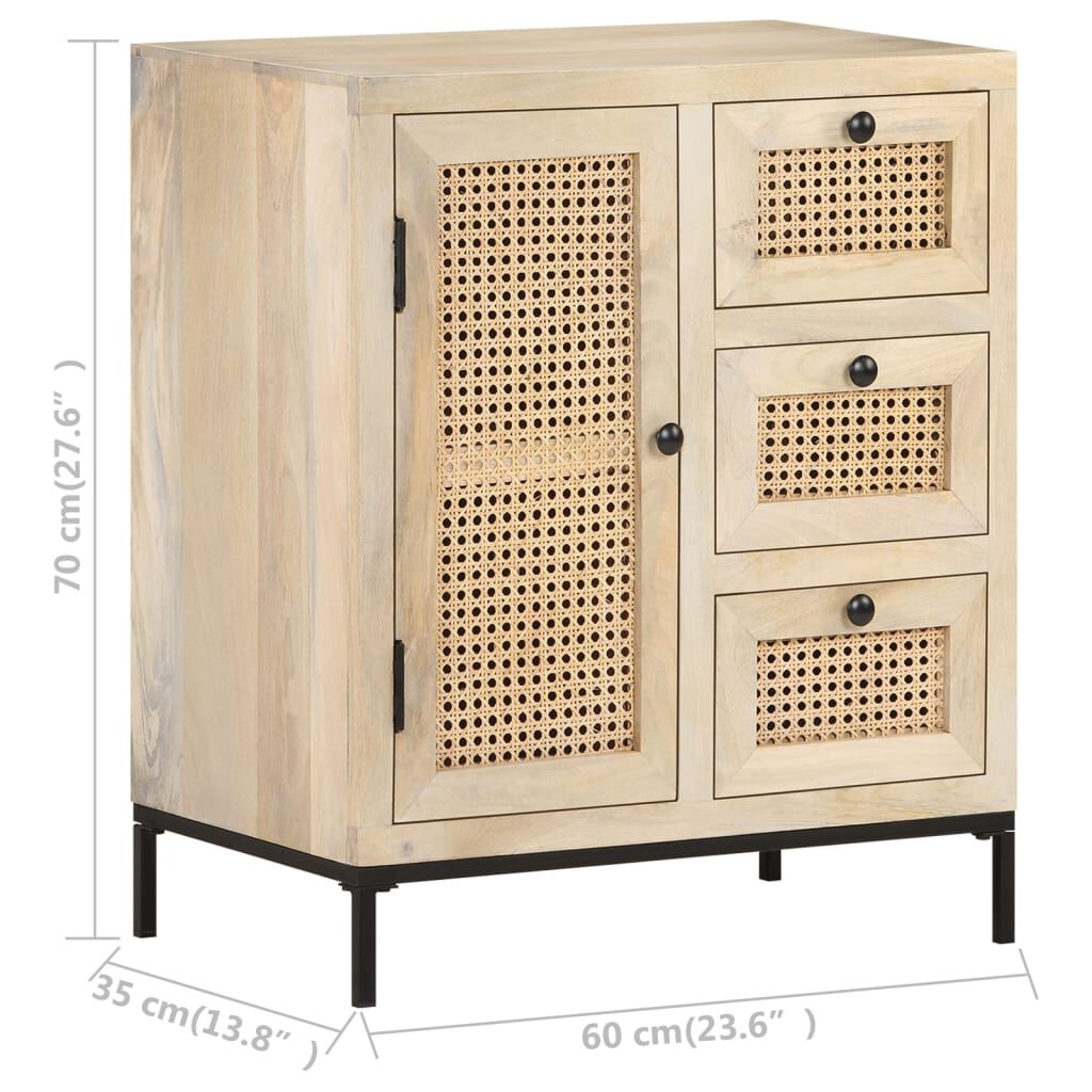 vidaXL Ντουλάπι 60x35x70 εκ. Μασίφ Ξύλο Μάνγκο και Φυσικό Ζαχαροκάλαμο