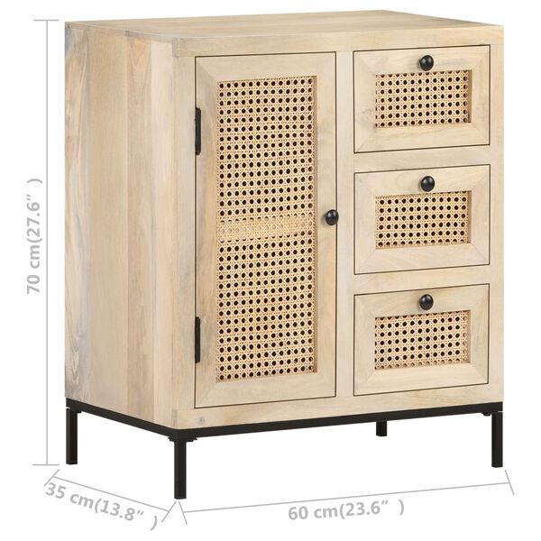 vidaXL Ντουλάπι 60x35x70 εκ. Μασίφ Ξύλο Μάνγκο και Φυσικό Ζαχαροκάλαμο