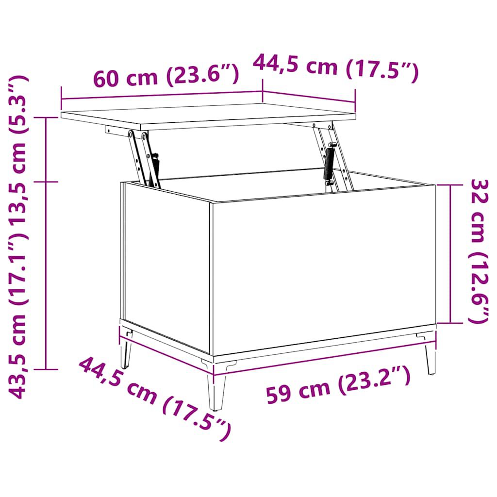 vidaXL Τραπεζάκι Σαλονιού Μαύρο 60x44,5x45 εκ. Επεξεργασμένο Ξύλο