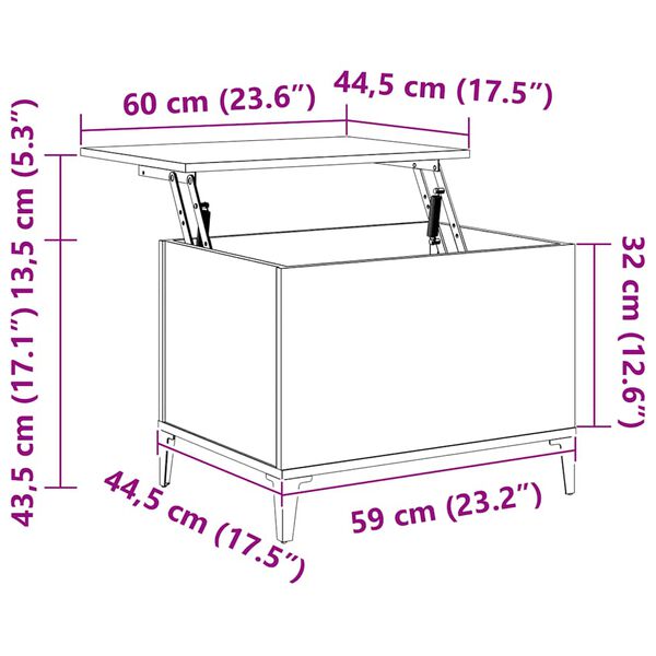 vidaXL Τραπεζάκι Σαλονιού Μαύρο 60x44,5x45 εκ. Επεξεργασμένο Ξύλο