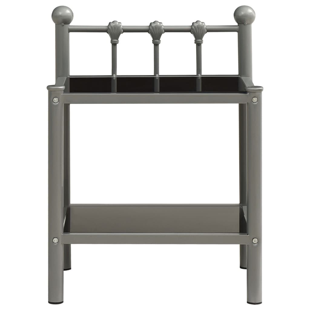 vidaXL Κομοδίνο Γκρι/Μαύρο 45 x 34,5 x 60,5 εκ. από Μέταλλο και Γυαλί