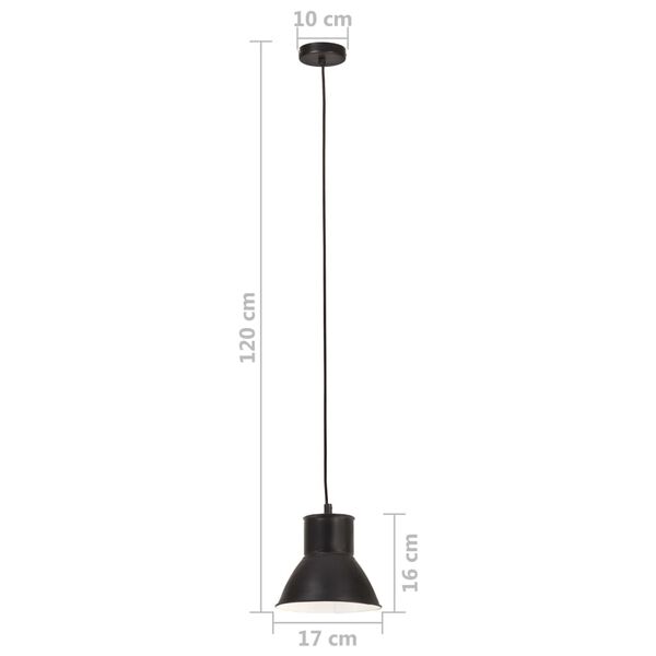 vidaXL Φωτιστικό Κρεμαστό Στρογγυλό 25 W Μαύρο 17 εκ. Ε27