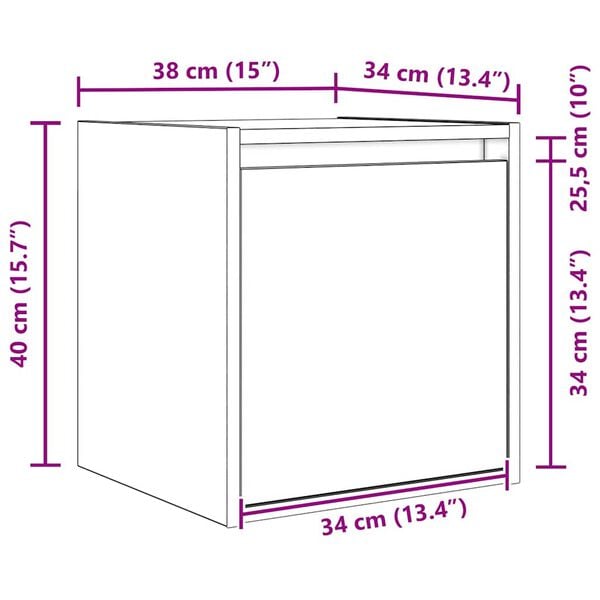 vidaXL Κομοδίνα Επιτοίχια 2 τεμ. Sonoma Δρυς 38x34x40 εκ.