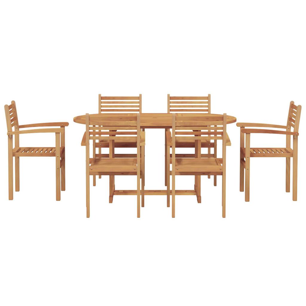 vidaXL Σέτ φαγητού για κήπο 7 pcs Καστανό Μασίφ ξύλο teak