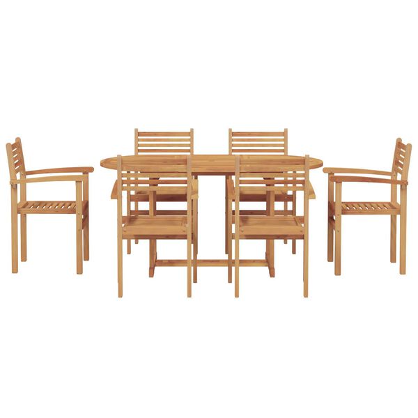 vidaXL Σέτ φαγητού για κήπο 7 pcs Καστανό Μασίφ ξύλο teak